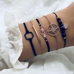 Σετ Βραχιολάκια Multilayer Bohemian Black Star Love