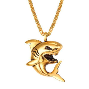 U7 Chain 3mm με Pendant Big Shark - Ανοξείδωτο Ατσάλι / 18KGP Gold – 50CM