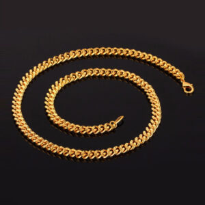 U7 Curb Chain 6mm με βάρος 60gr. - Χάλκος 18KGP Gold – 55CM