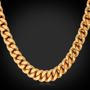 U7 Curb Chain 9mm με βάρος 48gr. - Χάλκος / 18KGP Gold – 46CM