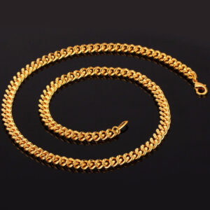 U7 Curb Chain 9mm με βάρος 48gr. - Χάλκος / 18KGP Gold – 46CM