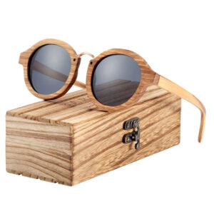 Γυαλιά Ηλίου Zebrawood Round Style Με Grey Polarized Φακό (AC7104)