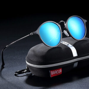 Γυαλιά Ηλίου Round Stainless Black Σκελετός & Sky Blue Φακός Polarized (A8575)