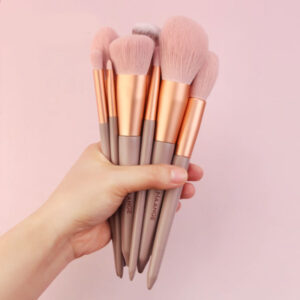 Σετ 13 Πινέλα Μακιγιάζ Grey/Rose Gold + Bελουτέ Πουγκάκι