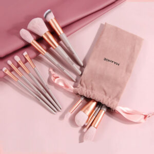 Σετ 13 Πινέλα Μακιγιάζ Grey/Rose Gold + Bελουτέ Πουγκάκι