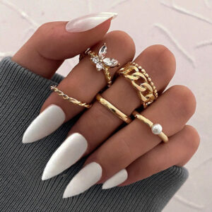 Σετ 5 Δαχτυλίδια Bohemian Gold Butterfly