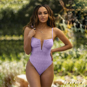 Μαγιό Ολόσωμο V-Neck Lavender με Ρυθμιζόμενες Τιράντες - Paradise Collection (E3E003VV)