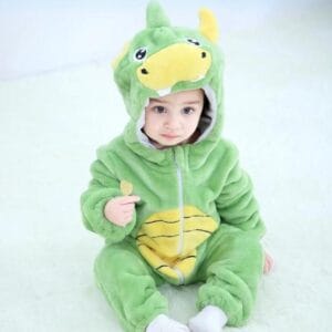 Ολόσωμη Φόρμα Βελούδινη με Κουκούλα Unisex Dinosaur (K1002)