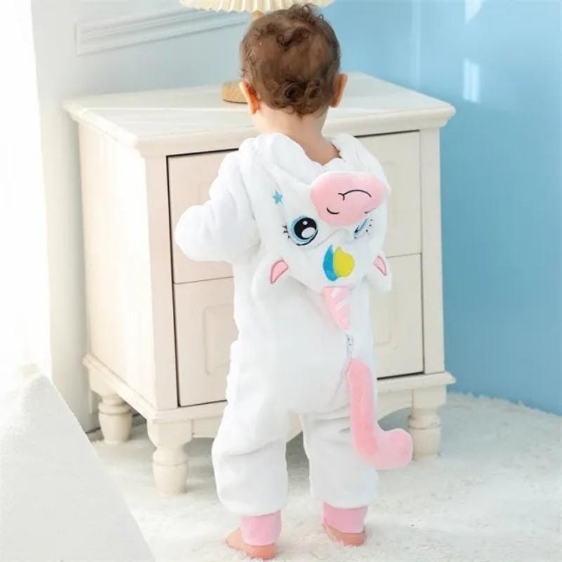Ολόσωμη Φόρμα Βελούδινη με Κουκούλα Unisex Unicorn (K1002)