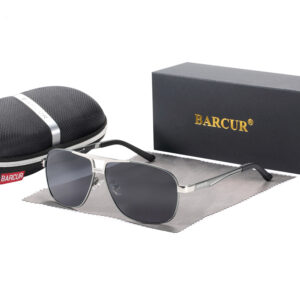 BARCUR - Γυαλιά Ηλίου Pilot Stainless Γκρι/Ασημί Σκελετός & Grey Φακός Polarized (8039)