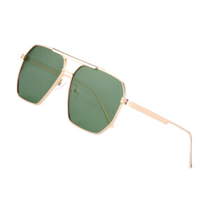 BARCUR - Γυαλιά Ηλίου Retro Hexagon Stainless Χρυσός Σκελετός & Green Φακός Polarized (AC8025)