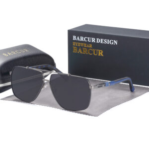 BARCUR - Γυαλιά Ηλίου Pilot Stainless Μπλε/Gun Σκελετός & Gray Φακός Polarized (AC8769)