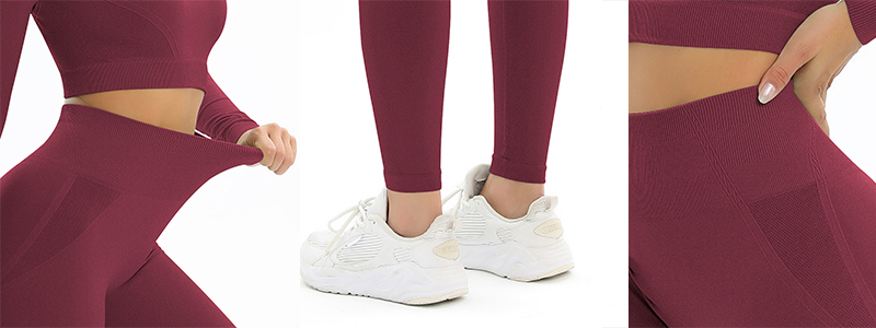 Fitness Set Αθλητικό Κολάν και Μακρυμάνικο Εξώπλατο Μπουστάκι Burgundy (A6603)